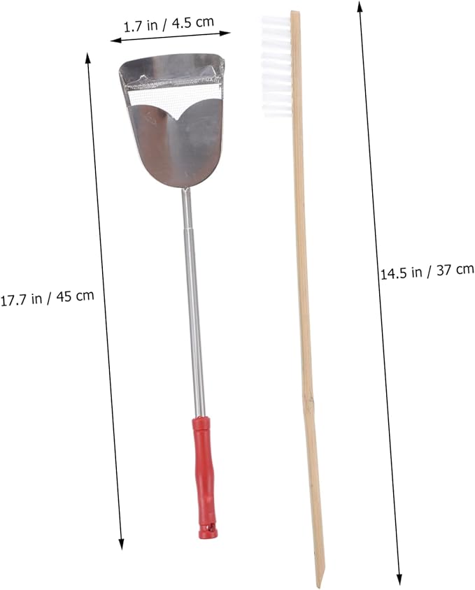 Abaodam 2pcs Bird Cage Cleaning Tools Set Includes Shovel and Brush for Parrots and Pets Convenient Long Handle Design for Easy Cleaning of Bird Habitats