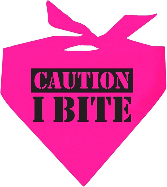 Caution I Bite Dog Bandana (Neon Pink, OS 836)