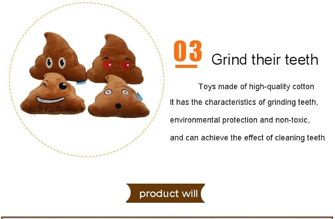 2Pack Pet Dog Squeak Toy Funny Face Expression Plush Poop Shape Stuffing Squeaking Puppy Playtoy for Small Dogs Puppy