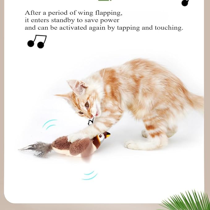 OMEM Pet Swinging Sparrow USB Charging Simulated Animal Call Vibration Induction Teasing Cat Cat Smart Toy