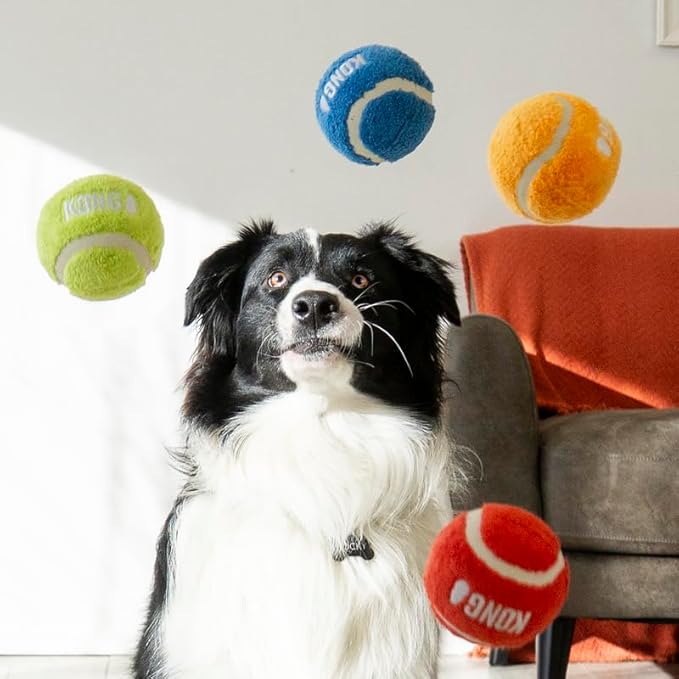 KONG Sport Softies Sherpa Fleece Covered Tennis Balls No Squeaker Quiet Dog Toy (Large)