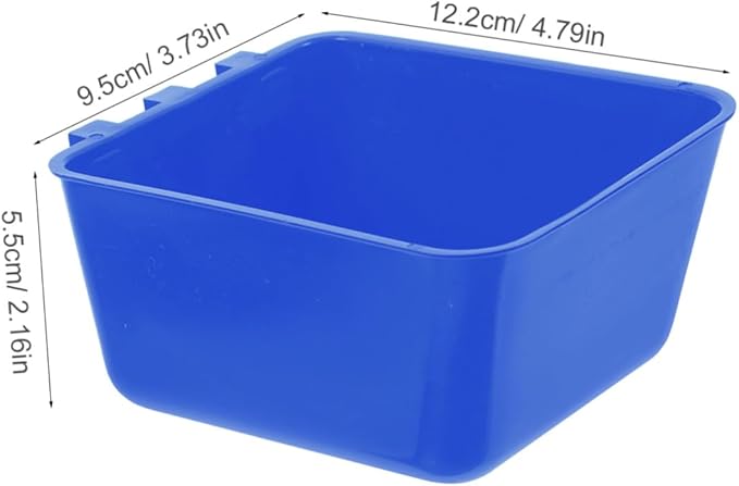 Alasum 4pcs Hanging Bird Cage Feeding Cups Sturdy PET Water Bowl for Rabbits Parrots and Poultry 12.5x9.5x6CM Blue Food and Water Dishes