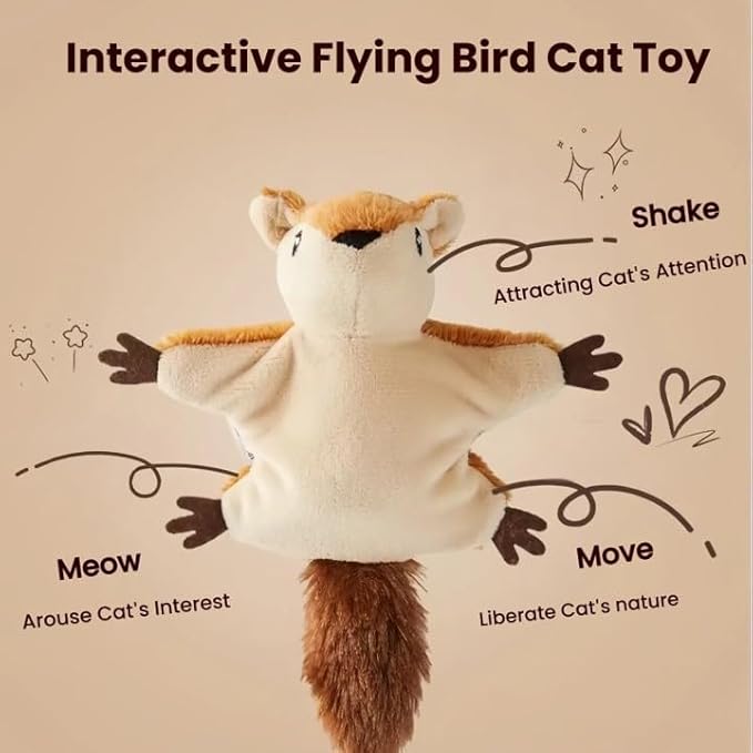 Interactive Rechargeable Flying Bird Cat Toy, Interactive Chirping Bird Wings, Flapping Bird Cat Toy, Chirping Birds Cats Toys for Bored Cats (B-Mouse)