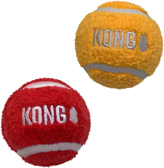 KONG Sport Softies Sherpa Fleece Covered Tennis Balls No Squeaker Quiet Dog Toy (Large)