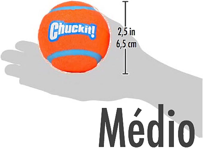 Chuckit! Dog Tennis Ball Dog Toy, Medium (2.5 Inch Diameter) for Dogs 20-60 lbs, Shrink Wrap Pack of 6