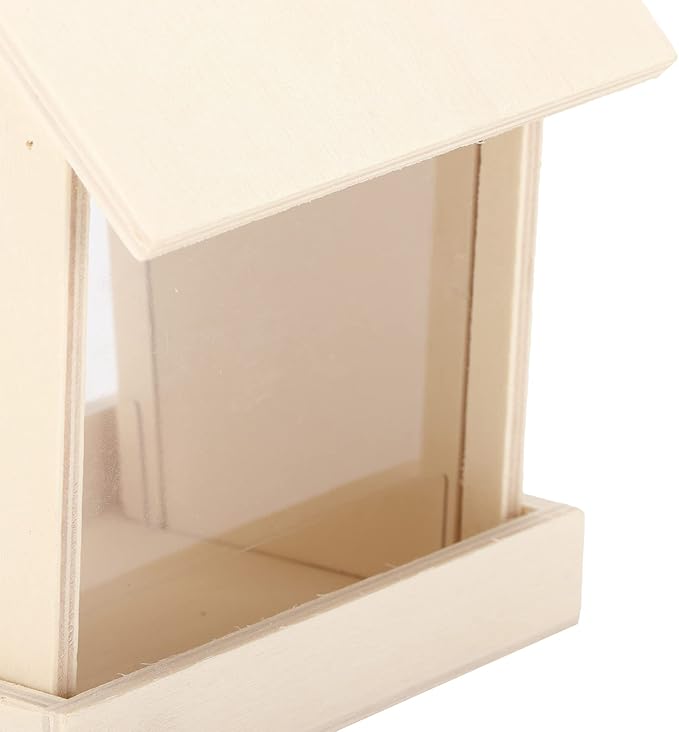 Bird Feeder Composite Wooden Board with Eaves Design for Easy Refill and Cleaning for Backyard Birding Supplies (Regular Square)