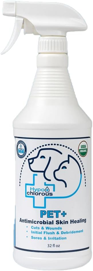 Pet+ Wound Care Promote Skin Healing and Repair for Common concerns Such as cuts, scrapes, and sores with hypochlorous Wound Care.