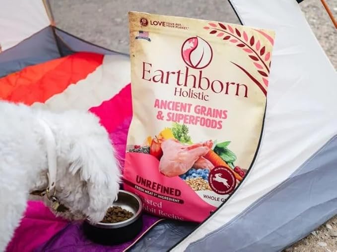 Earthborn Holistic Unrefined Roasted Rabbit Dry Dog Food, Ancient Grains & Superfoods, Pea-Free Recipe, 25 lb Bag