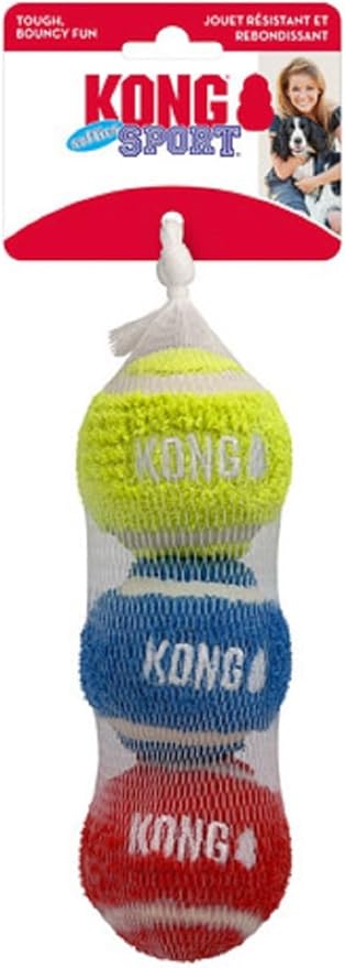 KONG Sport Softies Sherpa Fleece Covered Tennis Balls No Squeaker Quiet Dog Toy (Medium)