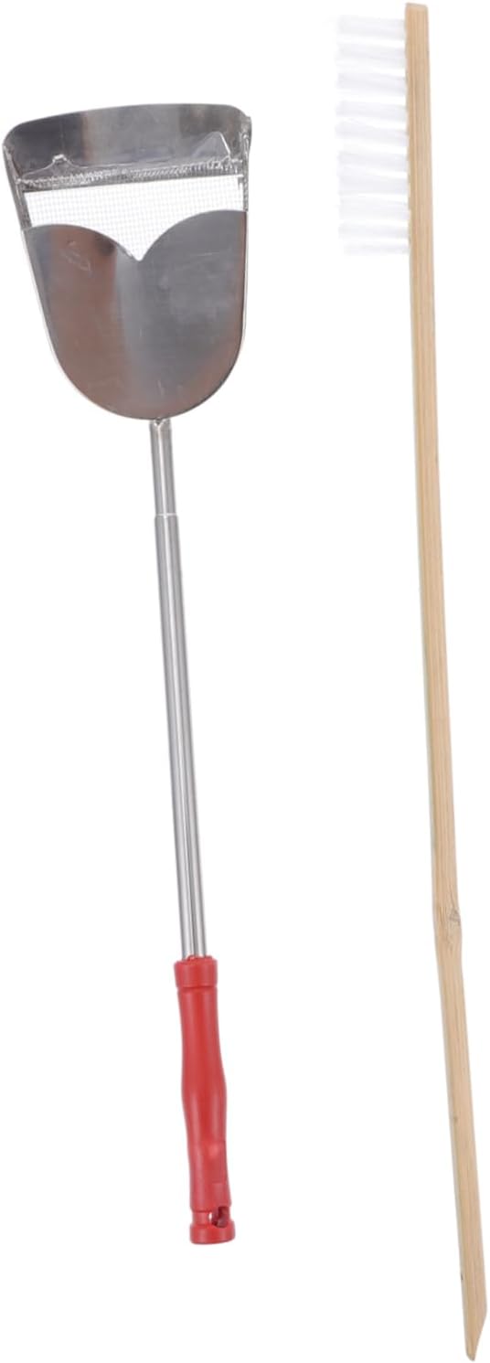 Mikikit 2pcs Pet Bird Cage Cleaning Tools Set Includes Bird Poop Scraper Brush for Parrot Cages Long Handle Design for Easy Cleaning