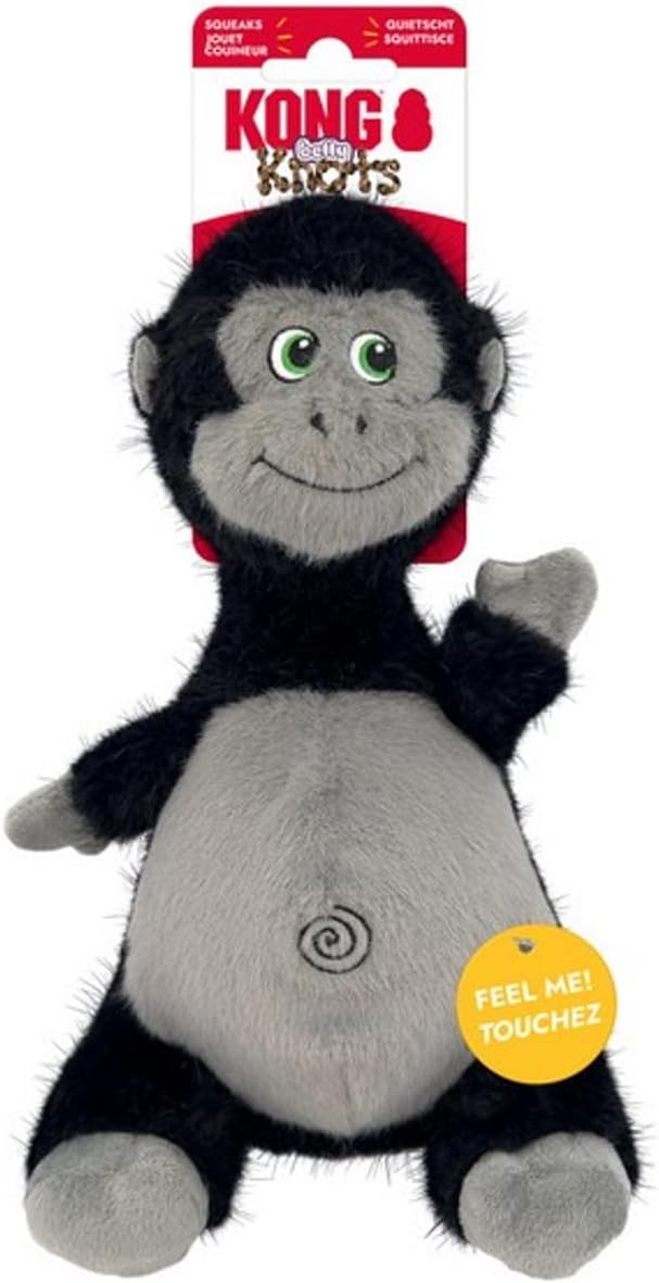 KONG Knots Belly - Soft Plush Exterior with Internal Skeleton Rope Ball and Squeaker (Gorilla)