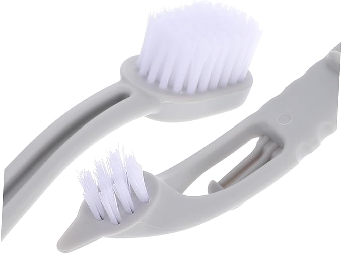 HANABASS 3Pcs Bird Cage Brush with Dual Heads Durable Long Handle Tool for Pet Bird Supplies Removal Easy of Small Animal Cages Grey