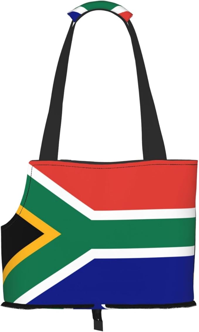 Foldable Pet Carrier Sling - Waterproof Small Dog & Cat Travel South African Flag Tote with Safety Hook for Hiking