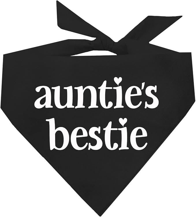 Auntie's Bestie Aunt, Valentine's Day, Mother's Day Dog Bandana (Black, XS 401)