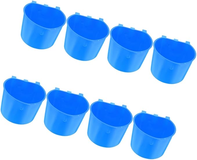 Sosoport 8pcs Hanging Pet Feeding Bowls Thickened Plastic Water Cups 8.3x8.3x6cm for Bird Cages Rabbit Hutches Outdoor Small Animal Waterer