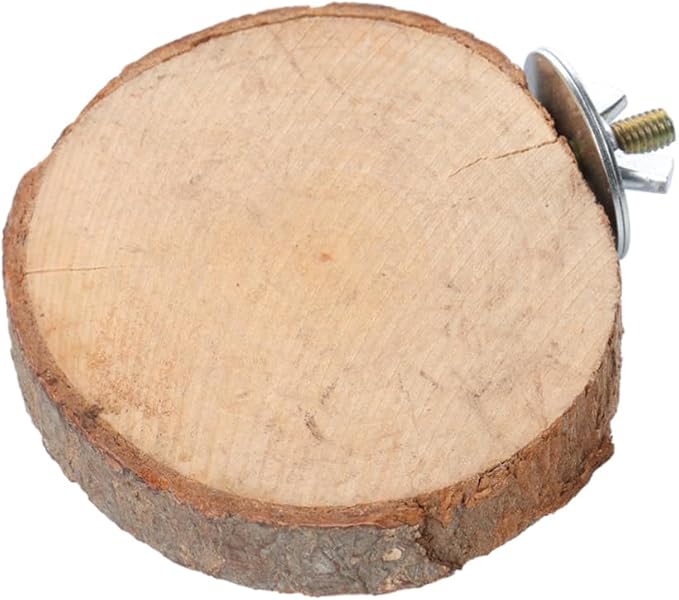 BESTonZON Round Wooden Pet Parrot Stand Platform Natural Wood Branch Perches for Bird Cage for Hamsters Gerbils Animals Easy to Install Jumping Board