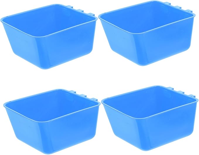 Kisangel 4pcs Hanging Bird Cage Bowls Feeding Cups for Rabbit Chicken Easy Install Water Dispenser Portable Feeder for Birds and Pets Blue