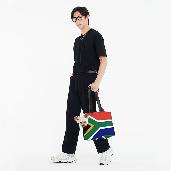 Foldable Pet Carrier Sling - Waterproof Small Dog & Cat Travel South African Flag Tote with Safety Hook for Hiking