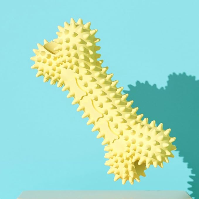 Pet Toys with Bone Shapes, Grinding Teeth Sticks, Cat and Dog Supplies, Stress Relieving Toys (Yellow)