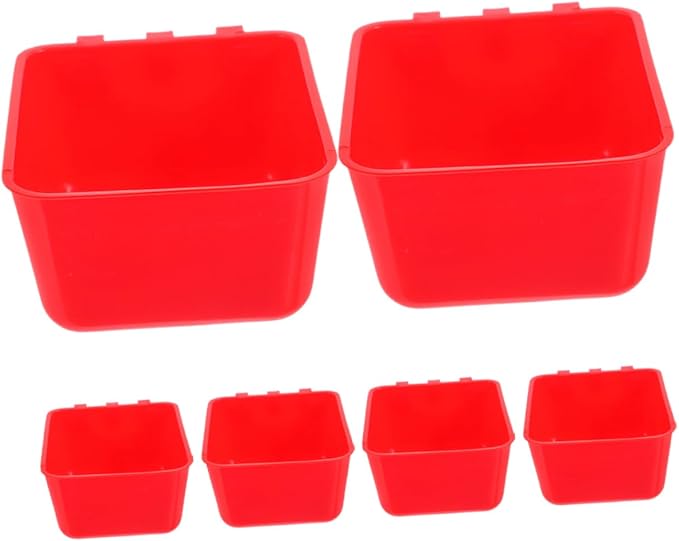 Totority 6pcs Hanging Rabbit Feeder and Bird Cage Water Bowl Set 12.5 * 9.5 * 6CM Sturdy PET Feeding Cups for Small Animals Easy to Install Suitable for Chickens and Rabbits