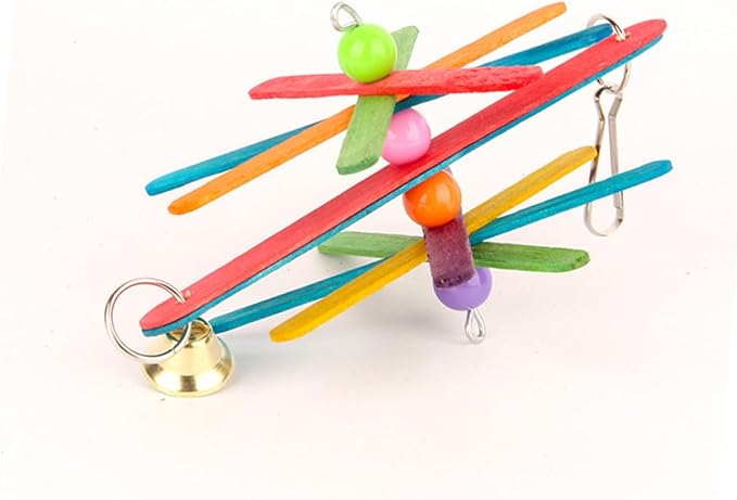 NUOBESTY 2pcs Parrot Bite and Hanging Chewing String with Colorful Block Beads, Sturdy Bird Cage Accessory for Teeth Grinding and Play, Suitable for Parakeets and Conures