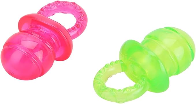 Puppy Pacifier for Small Dogs, 2 PCS Dog Pacifier, Pet Puppy Molar Chewing Training Toys Bite Resistant Rubber Clean Teeth Tools (Red Green) (2)