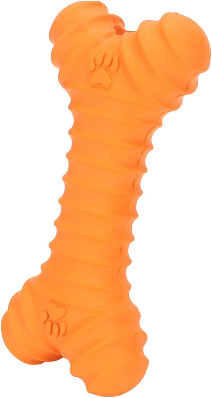 Pssopp Dog Bones Toy, Latex Squeaky Dog Toy,Pet Puppy Cat Squeaky Chewing Play Toys Bone Shaped Toys for Puppy (Orange)