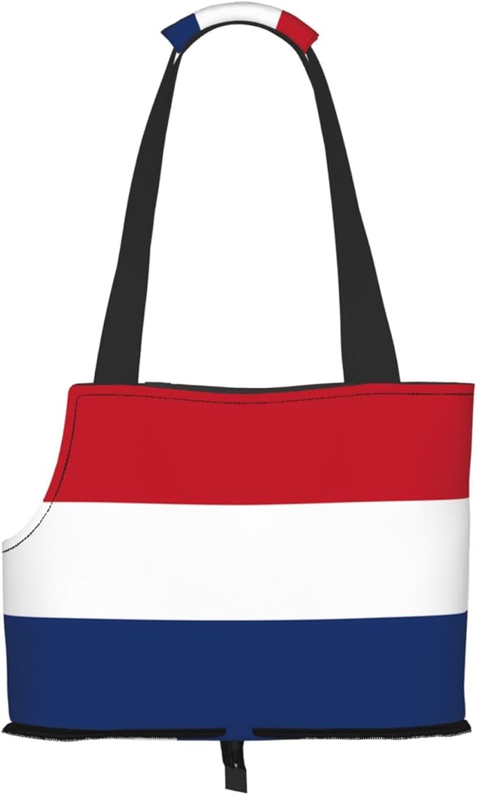 Foldable Pet Carrier Sling - Waterproof Small Dog & Cat Travel Dutch Flag Tote with Safety Hook for Hiking