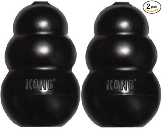 Kong Extreme Dog Toy 2-Pack, Large - Tough Chew Toys for Aggressive Chewers - Black Durable Rubber