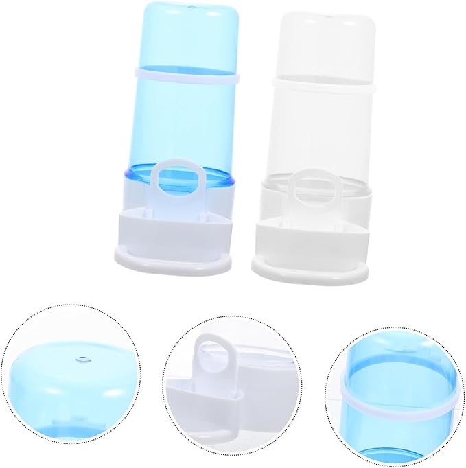 2Pcs Automatic Bird Feeder Portable Food Dispenser for Bird Cage and Hamster Bite-Resistant Plastic Feeding Box with Transparent and Blue Containers for Clean Sanitary Pet Feeding