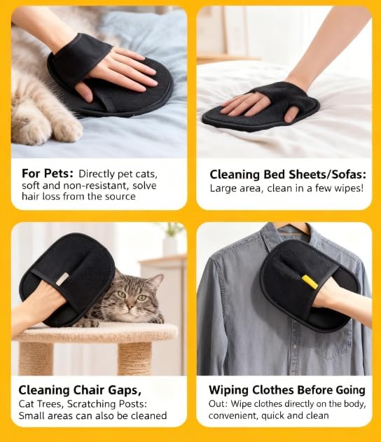 Pet Hair Removal Glove for Cats Dogs - Electrostatic, Gentle | Works on Couch, Carpet, Car Seats & Laundry