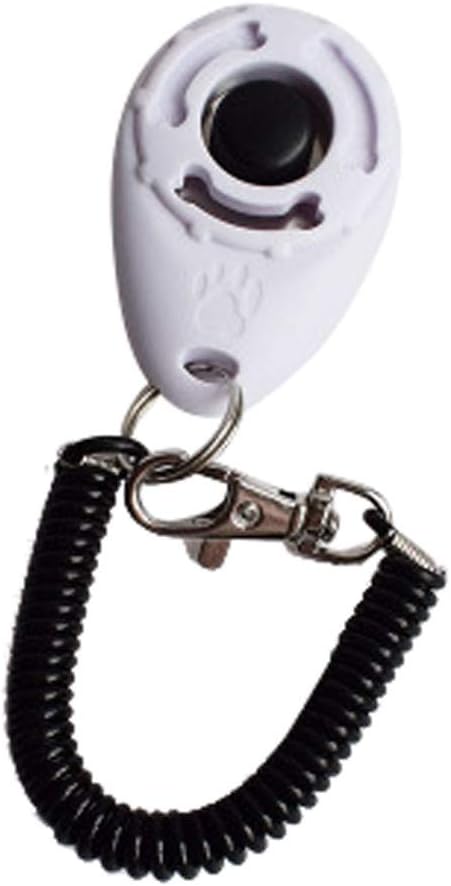 SERYU 1 Piece Dog Pet Click Clicker Training Trainer Aid Wrist Strap White