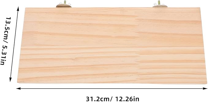 Wood Perch Stand Platform for Parrot and Small Pets, Rectangular Bird Cage Accessory, Natural Wood Exercise for Hamster, Chinchilla, Squirrel,