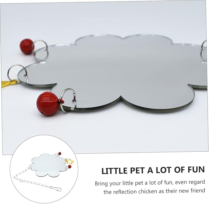 Bird Cage Accessory Chicken Mirror Toy Bell Hanging Mirror for Pet Chickens Toys for Birds