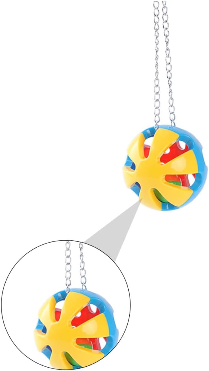 DOITOOL 2pcs Tricolor Hanging Parrot Balls 8cm Diameter Plastic Chewing Plaything for Pet Birds Cage Accessories