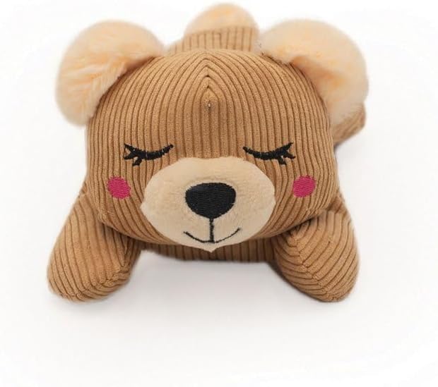 ZippyPaws Snooziez with Shhhqueaker - Bear Dog Toy with Silent Squeakers, Quiet Puppy Toys for Boy and Girl Dogs, Small Plush Dog Gifts