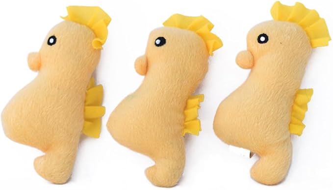 ZippyPaws - Sea Buddies Burrow, Interactive Squeaky Hide and Seek Plush Dog Toy - Seahorse Miniz, 3 Pack
