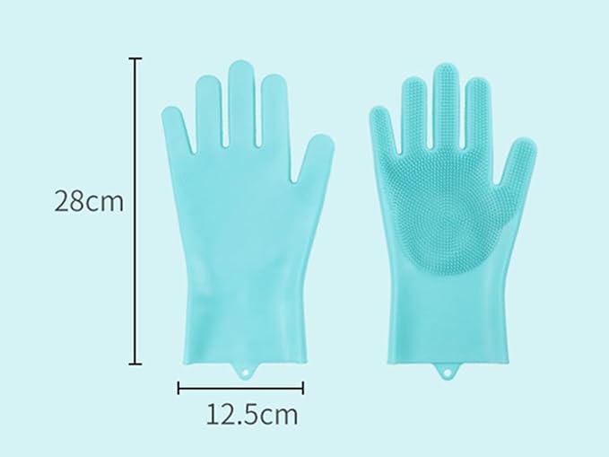 Pet Grooming Gloves Silicone Gloves with High-Density Teeth Enhanced Five Finger Design for Dogs Cats Bathing Massaging (Grey)