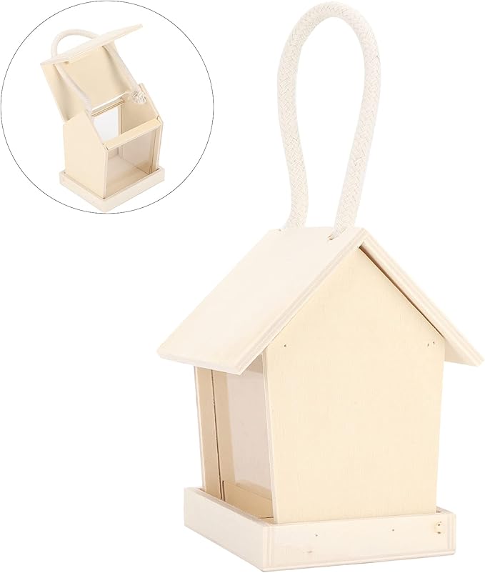 Bird Feeder Composite Wooden Board with Eaves Design for Easy Refill and Cleaning for Backyard Birding Supplies (Regular Square)