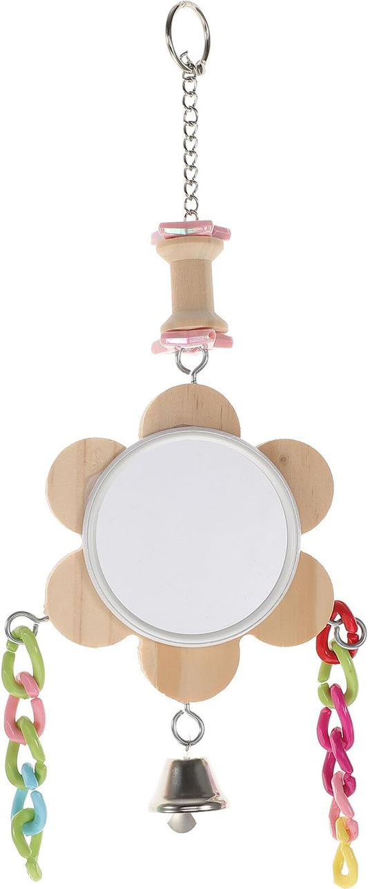 ERINGOGO Parrot Bird Mirror Hanging Chewing Swing Pet Bird Cage Accessory Sturdy Large Mirror for Cockatiels