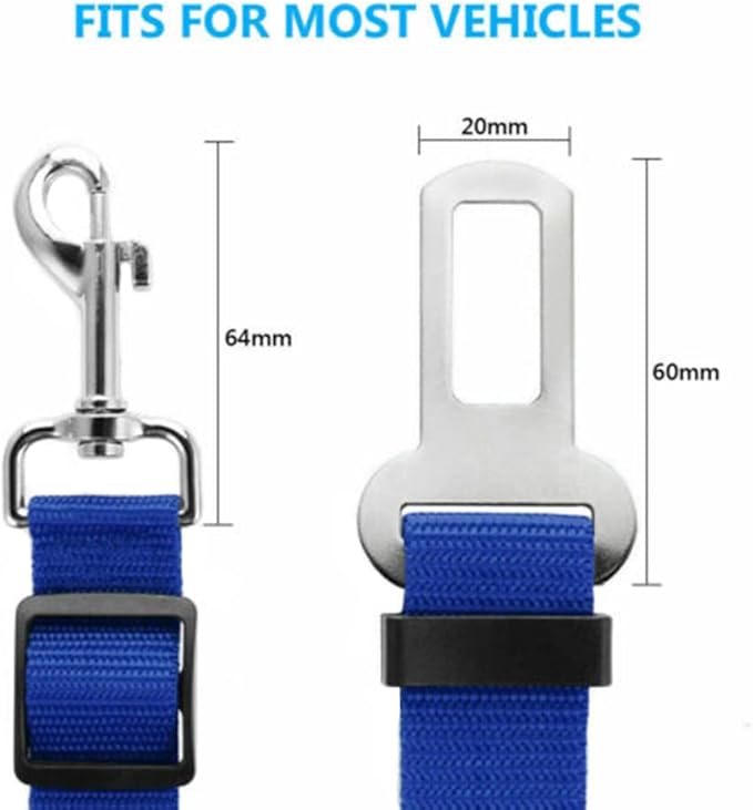 4 Pack Cat Dog Pet Safety Seat Belt Adjustable Clip for Car SUVS Vehicle Harness Lead Leash Seat Tether, (Nylon Fabric- Black, Blue, Red, Purple) (Blue)