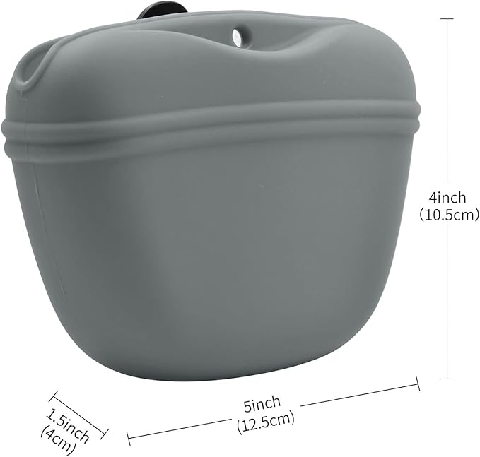 AUDWUD Silicone Dog Treat Pouch,with Dog Training Clicker,Clip on Portable Training Container,Convenient Magnetic Buckle Closing and Upgraded Waist Clip for Enhanced Stability