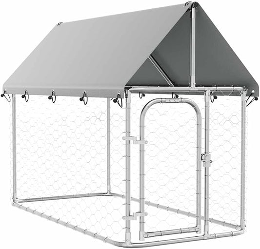 vidaXL Outdoor Dog Kennel, Dog Pen Kennel Playpen House with Roof, Heavy Duty Dog Crate Outdoor Metal Pet Animal Cage Fence for Yard