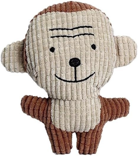Plush Squeaky Pet Toy - Cute Animal Design Dog & Cat Toy - Soft & Durable Chew Toy for Interactive Play & Self-Entertainment (Monkey)