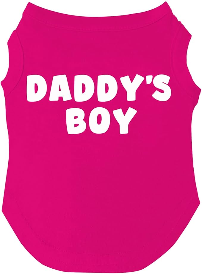 Daddy's Boy Father's Day Dog Tee Shirt | Sleeveless | Sizes for Puppies, Toys and Large Breeds (Hot Pink, 4X-Large 943)
