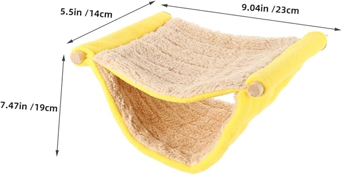 GLEAVI Double Layer Small Pet Hammock Hanging Bed Soft Plush Swing Cave for Hamsters Ferrets Birds Cage Accessories Yellow