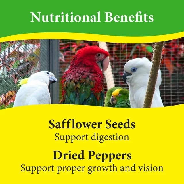 3-D Pet Products Premium Parrot Bird Food Seeds, with Probiotics, Excellent for Parrots, Cockatoos and Macaws 8 lb. Bag