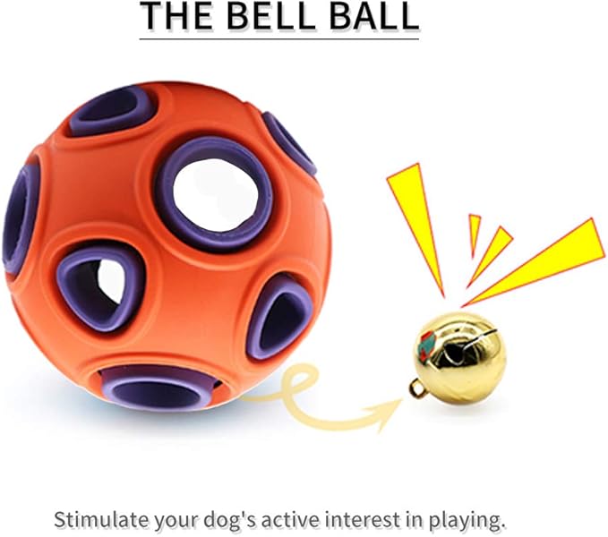 WishLotus Dog Ball Toy, Dog Interactive Toy with Ring Bell Squeak Toys Dogs Rubber Bouncy Balls Pet Exercise Game Puzzle Balls to Increase IQ Search & Catch Bite Resistant Chewing Toy