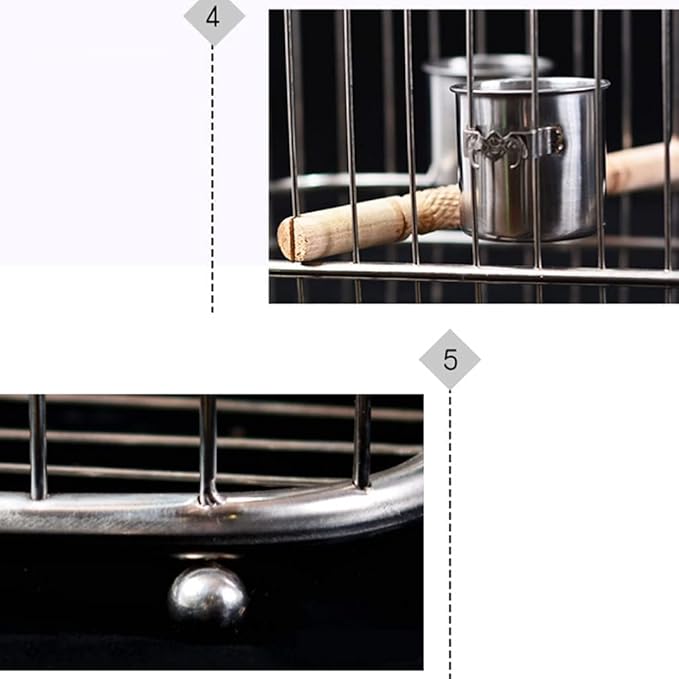 Square Birdcages Hanging Bird Cage Stainless Stee Flight Cage Simple Retro Bird House for Travel Home Gifts,with Accessories，No Accessories