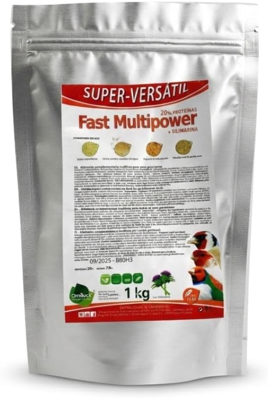 Fast Multipower is high in Protein and Fat, Excellent pet food, bird diet, bird, bird feeder, pigeon, canary and small bird, bird supplies, parrot food, bird seed, chicken feeder. 1Kg
